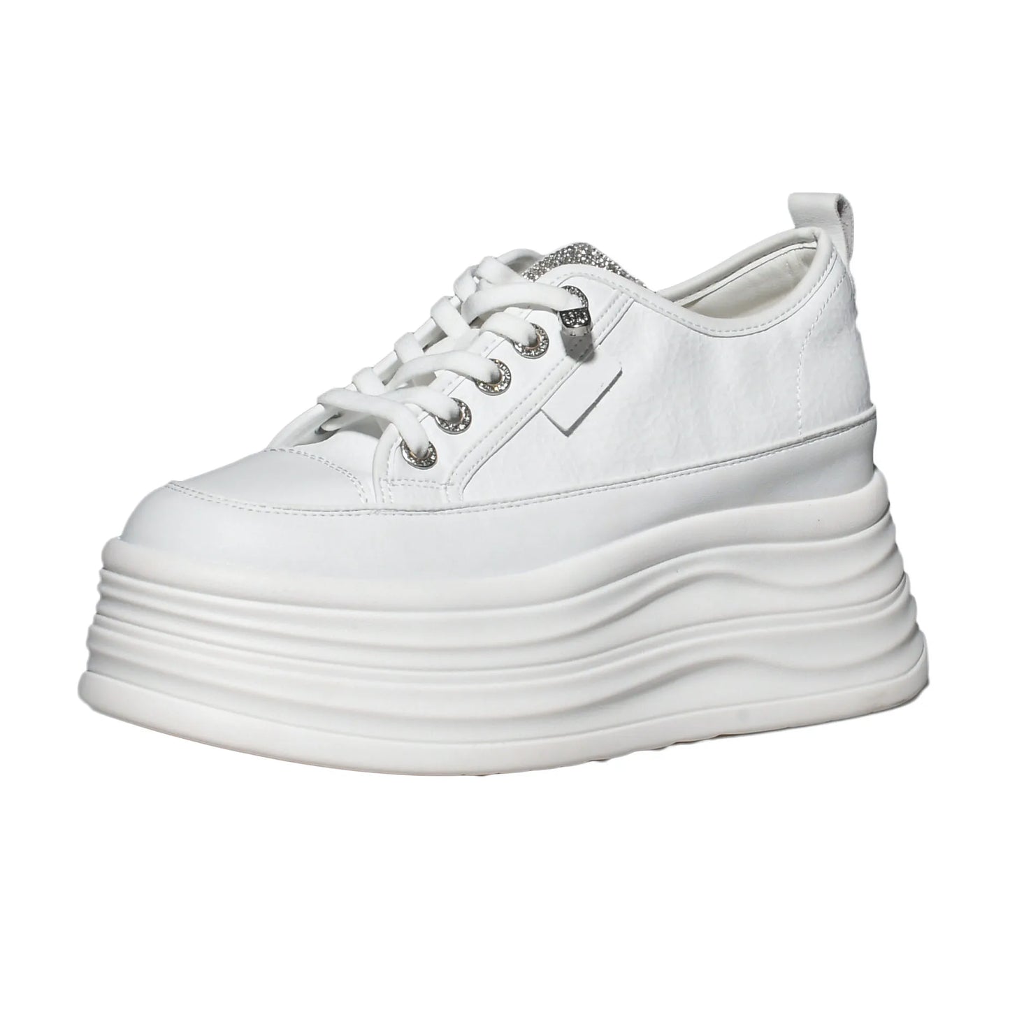 Fujin Women's Platform Sneakers – 9cm Genuine Leather High Heel Casual Shoes