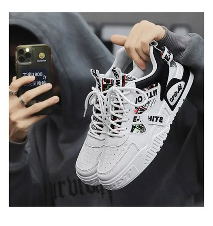 Breathable Lace Up Leather Casual Sneakers for Men