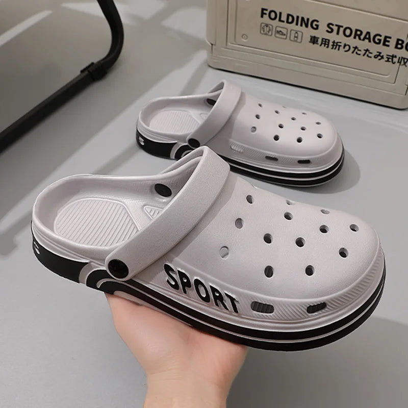 Women's Thick Sole Anti-Slip Two-Strap Sandals | Indoor & Outdoor Perforated Summer Shoes