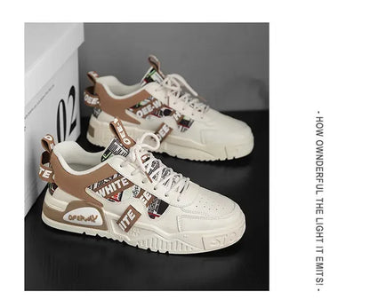 Breathable Lace Up Leather Casual Sneakers for Men