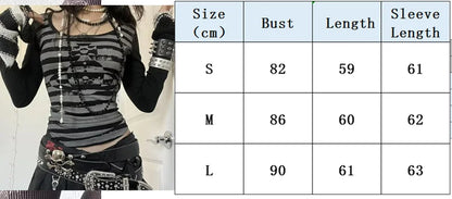 Women's Y2K Grunge Skull Graphic Thermal T-Shirt | 90s Vintage Aesthetic Long Sleeve Pullover Top