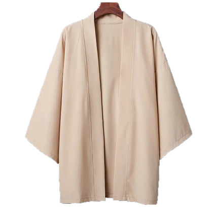 Men's Japanese Kimono Cardigan Shirt – Open Stitch Yukata, 3/4 Sleeve | XS–XXXL