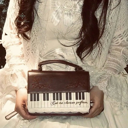 Vintage Piano Ita Bag – Y2K Aesthetic Crossbody & Shoulder Handbag for Women