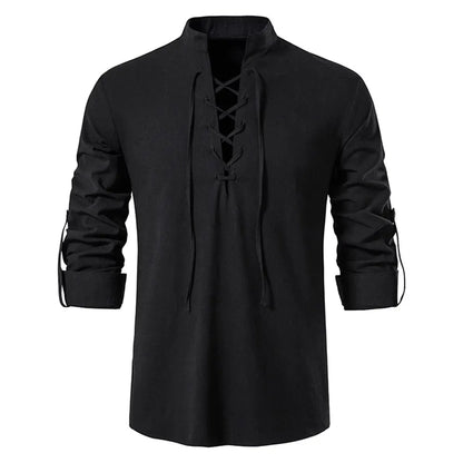 King Billion Men's Cotton Linen Shirt – Casual Long Sleeve V-Neck | S–XXXL
