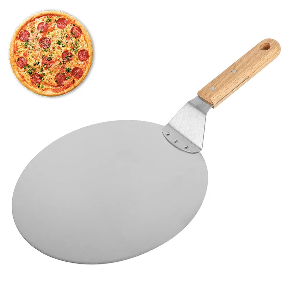 Metal Pizza Peel with Wood Handle | 6.5–12 inch Non-Stick Pizza Shovel & Cake Lifter for Home Baking