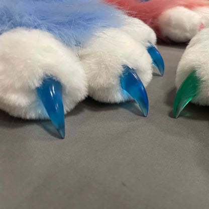Fursuit Paw Gloves Faux Fur Animal Claw Mittens for Cosplay and Halloween