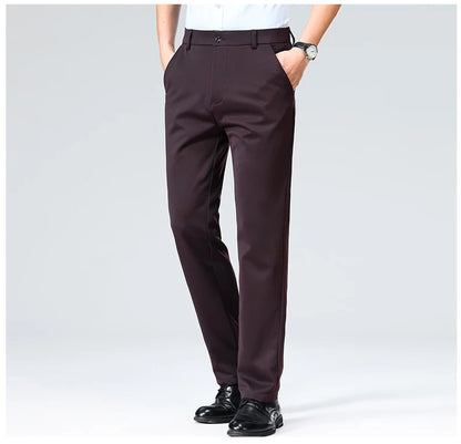 Men's Smart Casual Dress Pants – Elastic Waist Suit Trousers, Straight Fit | Sizes 29–42