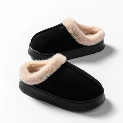 Fluffy Faux Suede Indoor Slippers – Thick EVA Sole Anti-Slip Unisex House Shoes Men and Women