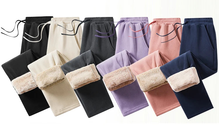 YJKVUR Unisex Winter Oversize Fleece Lined Sweatpants Drawstring Casual Gym