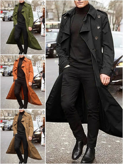 Men's Overlong British Trench Coat – Streetwear Epaulet Design, Loose Fit | S–XXL