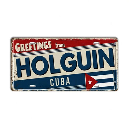 Caribbean Destination Metal Sign – Vintage Aluminum Wall Decor (30x15cm)