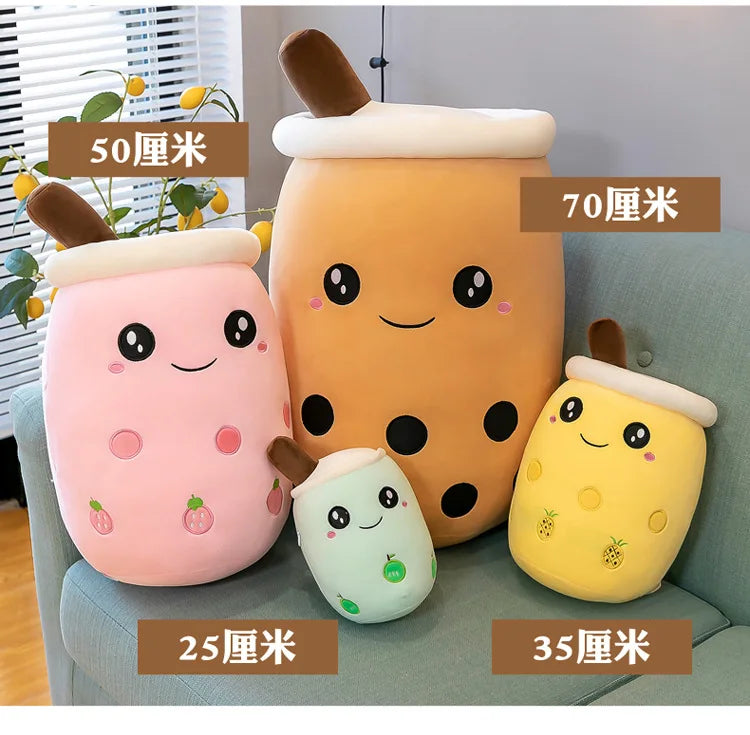 Cute Boba Bubble Tea Plush Toy | 24cm Soft Kawaii Milk Cup Plushie Gift for Kids & Adults