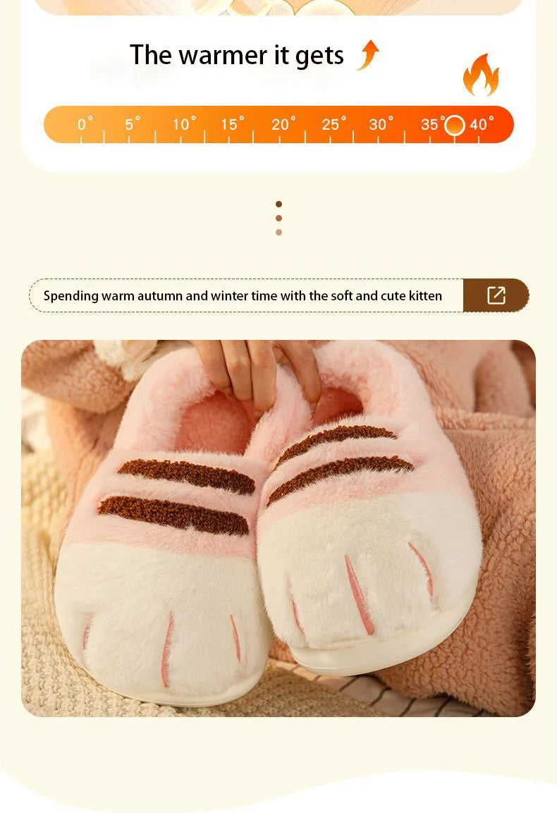 3D Cat Claw Slippers – Cozy Winter Indoor Shoes for Women