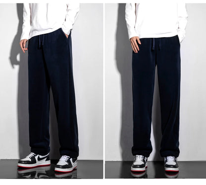 YJKVUR Unisex Winter Oversize Fleece Lined Sweatpants Drawstring Casual Gym