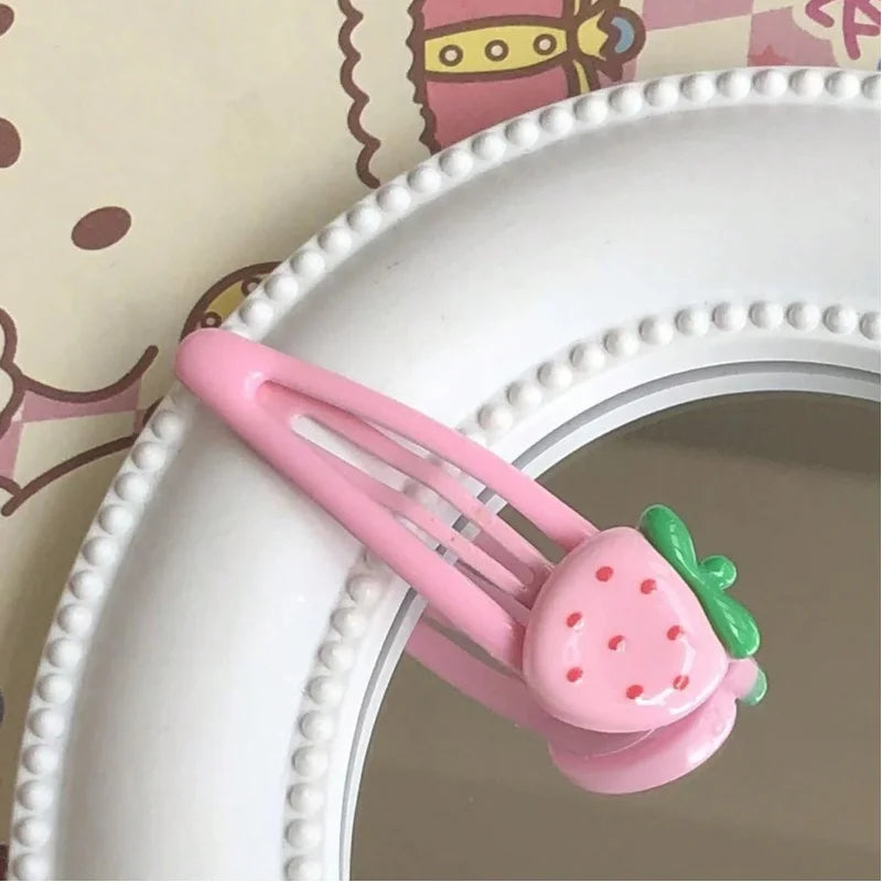 4-Pack Pink Strawberry Hair Clips – Cute Everyday Bang & Side Hair Pins