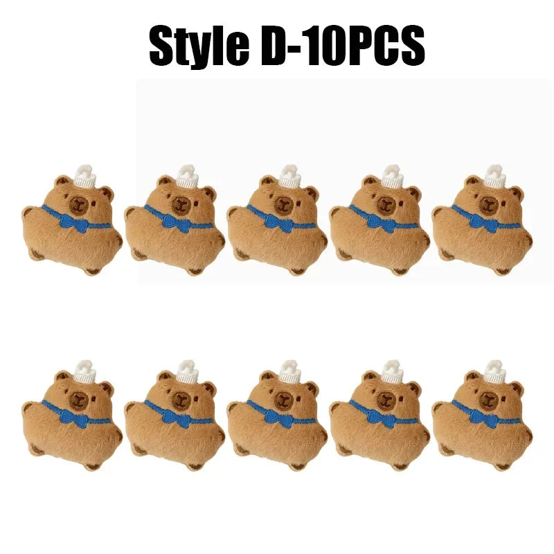 Cartoon Capybara & Croissant Plush Keychain | Soft Bread Food Stuffed Hanging Accessory