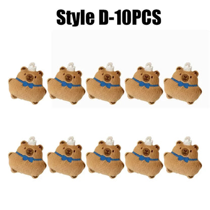 Cartoon Capybara & Croissant Plush Keychain | Soft Bread Food Stuffed Hanging Accessory