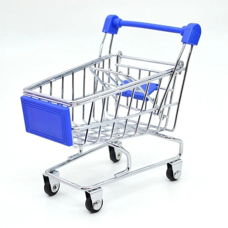 1:48 Mini Supermarket Shopping Cart | Metal Desktop Toy & Home Décor Miniature