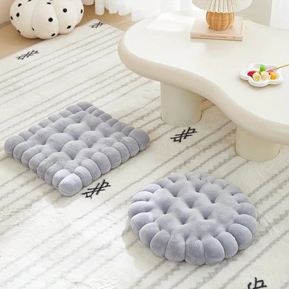 Large Biscuit Shape Plush Cushion – Soft Decorative Cookie Seat Pad for Chair, Floor & Tatami