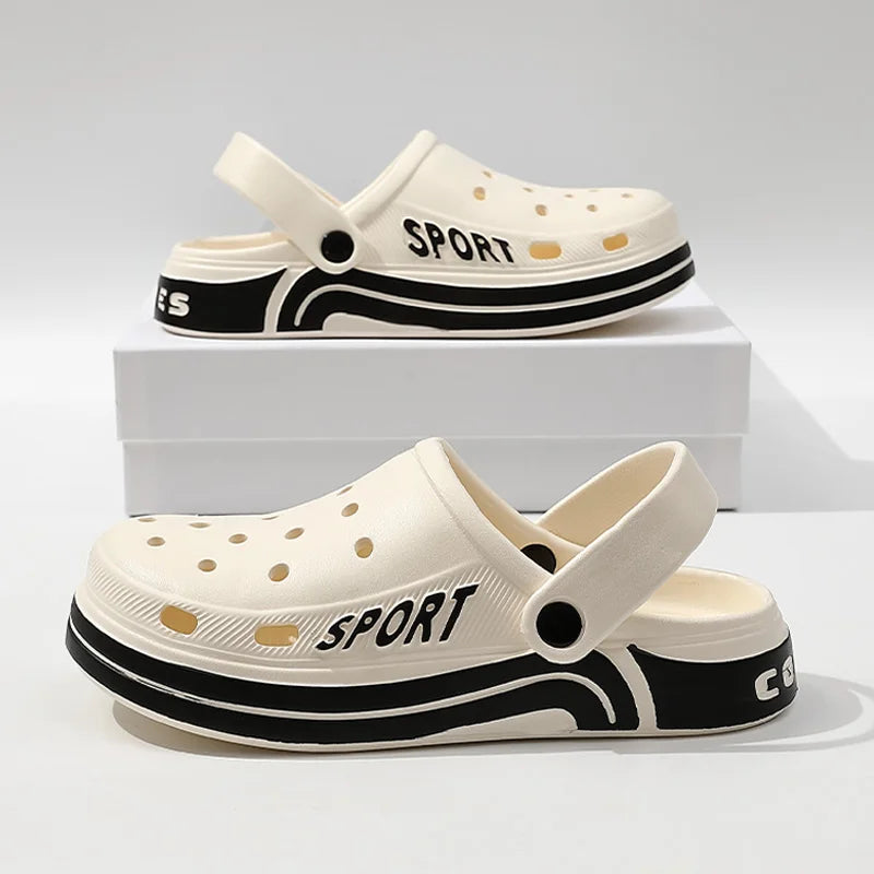 Women's Thick Sole Anti-Slip Two-Strap Sandals | Indoor & Outdoor Perforated Summer Shoes