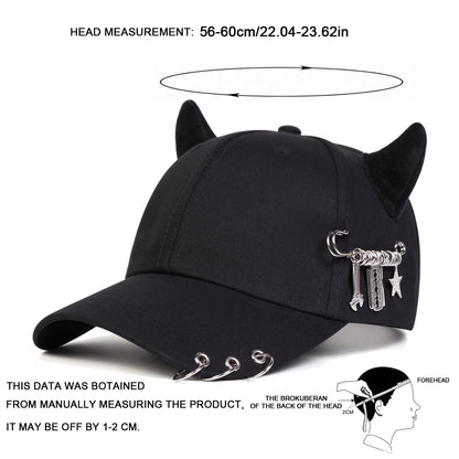 Cow Horn Ring Baseball Cap for Men and Women