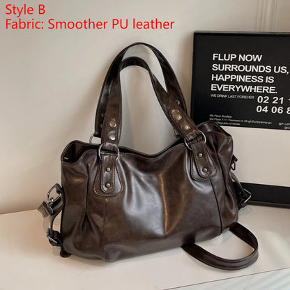 Soft Interior Compartment PU Leather Shoulder Bag For Women With Zipper Closure