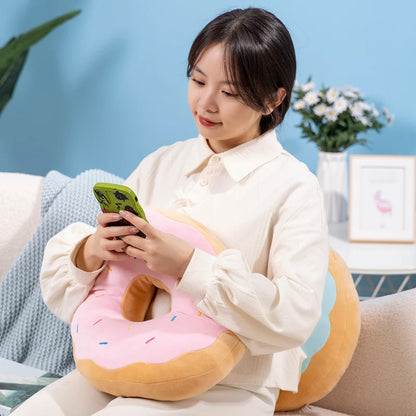 Kawaii Doughnut Plush Pillow — Squishy Stuffed Toy & Decor