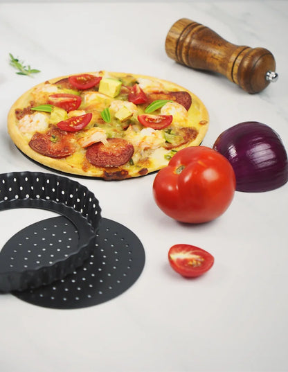 Perforated Non-Stick Pizza & Cake Pan – Carbon Steel Baking Tray (5"/8"/9")