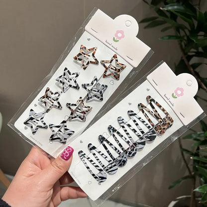 Leopard Print Hair Clips Set – 8 Pcs Vintage BB Clips & Barrettes