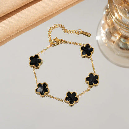 Five Flower Charm Bracelet for Women in Stainless Steel