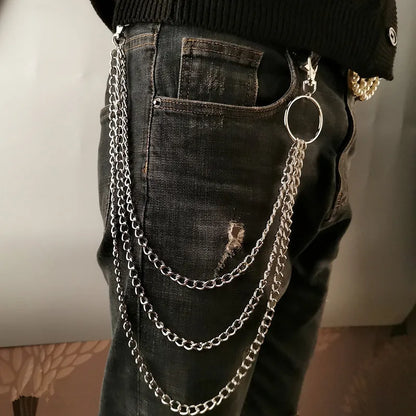 Metal Belt Chain | HipHop Rock Punk Hook Wallet Chain Keychain Ring Clip Jewelry