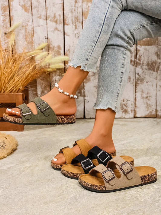 Women's Retro Buckle Mule Slippers