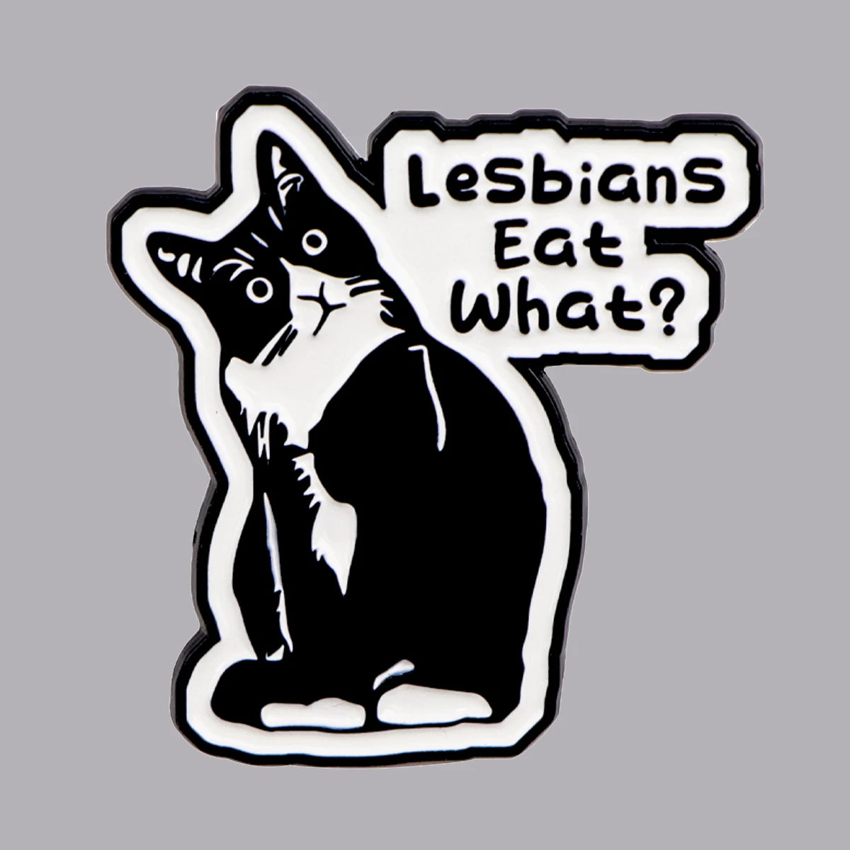 Funny LGBT Pride Enamel Pin – Humor Quote Black Cat Lapel Badge