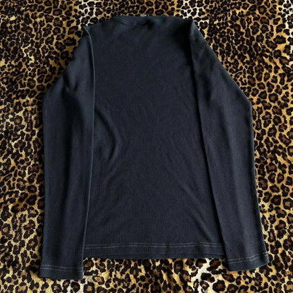 Women's Y2K Grunge Skull Graphic Thermal T-Shirt | 90s Vintage Aesthetic Long Sleeve Pullover Top