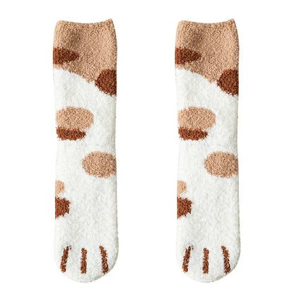 Women's Kawaii Novelty Socks – Cute 3D Dog & Cat Paw Print Fleece Socks