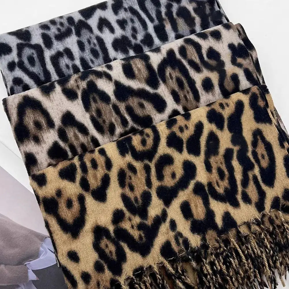 Leopard Tassel Shawl Scarf – Cozy Cashmere-Feel Winter Wrap