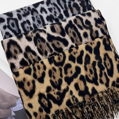 Leopard Tassel Shawl Scarf – Cozy Cashmere-Feel Winter Wrap