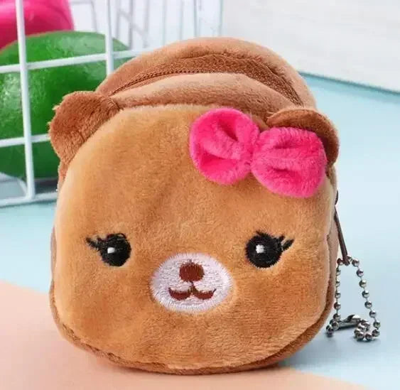 Plush Cartoon Animal Coin Purse with Zipper