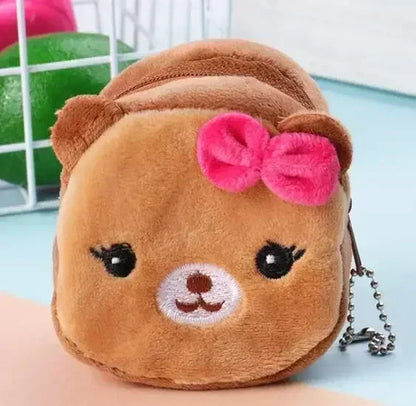 Plush Cartoon Animal Coin Purse with Zipper