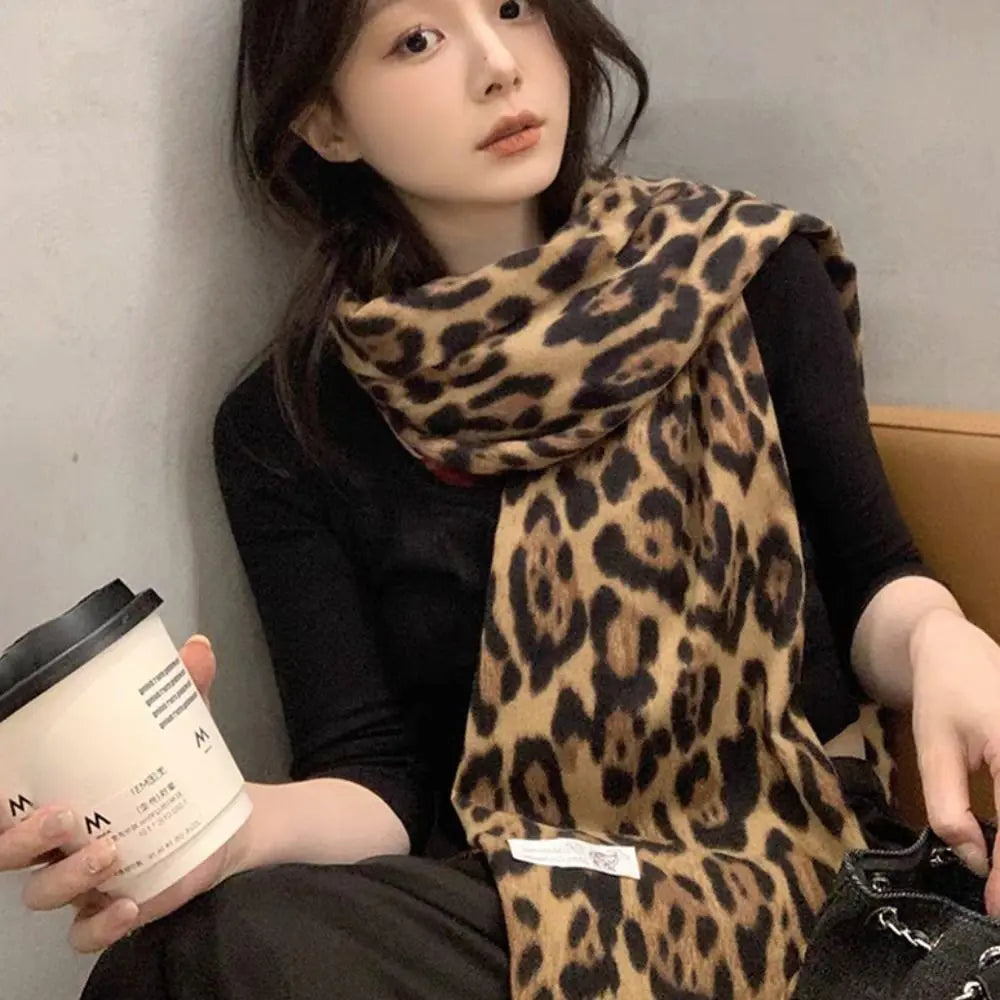 Leopard Tassel Shawl Scarf – Cozy Cashmere-Feel Winter Wrap