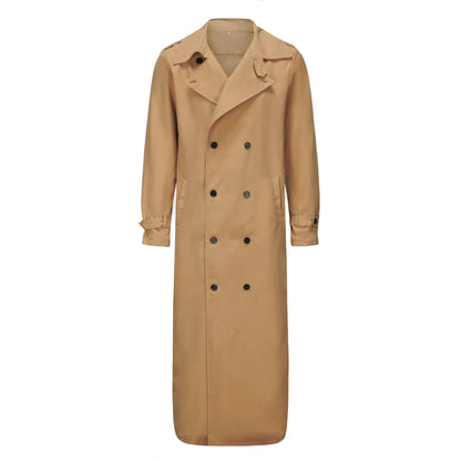 Men's Overlong British Trench Coat – Streetwear Epaulet Design, Loose Fit | S–XXL