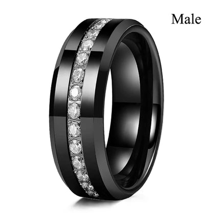 Charm Couple Rings Set | Women's Red Rhinestone Ring & Men's Stainless Steel Celtic Dragon Wedding Band