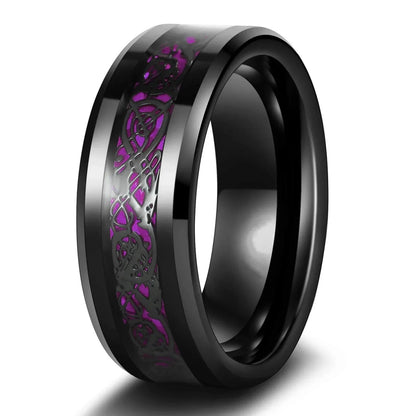Charm Couple Rings Set | Women's Red Rhinestone Ring & Men's Stainless Steel Celtic Dragon Wedding Band