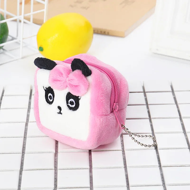 Plush Cartoon Animal Coin Purse with Zipper