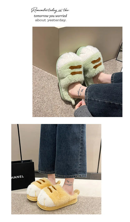 3D Cat Claw Slippers – Cozy Winter Indoor Shoes for Women