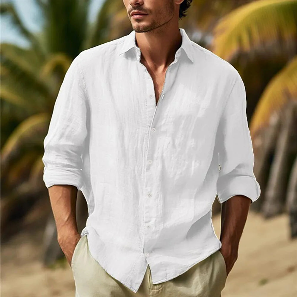 Men's Cotton Linen Casual Shirt – Lightweight Breathable Button-Down | S–3XL, 6 Colors