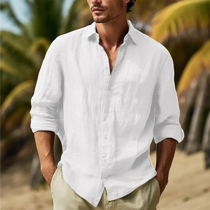 Men's Cotton Linen Casual Shirt – Lightweight Breathable Button-Down | S–3XL, 6 Colors