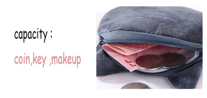Plush Cartoon Animal Coin Purse with Zipper