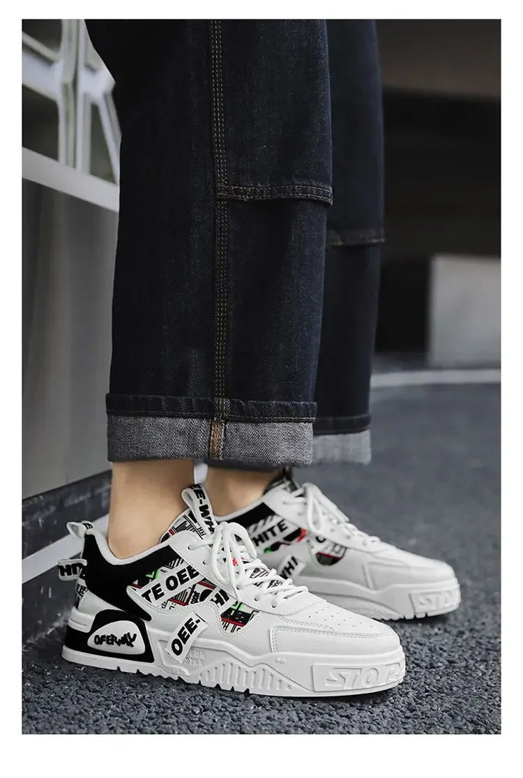 Breathable Lace Up Leather Casual Sneakers for Men