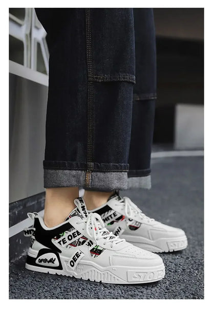 Breathable Lace Up Leather Casual Sneakers for Men